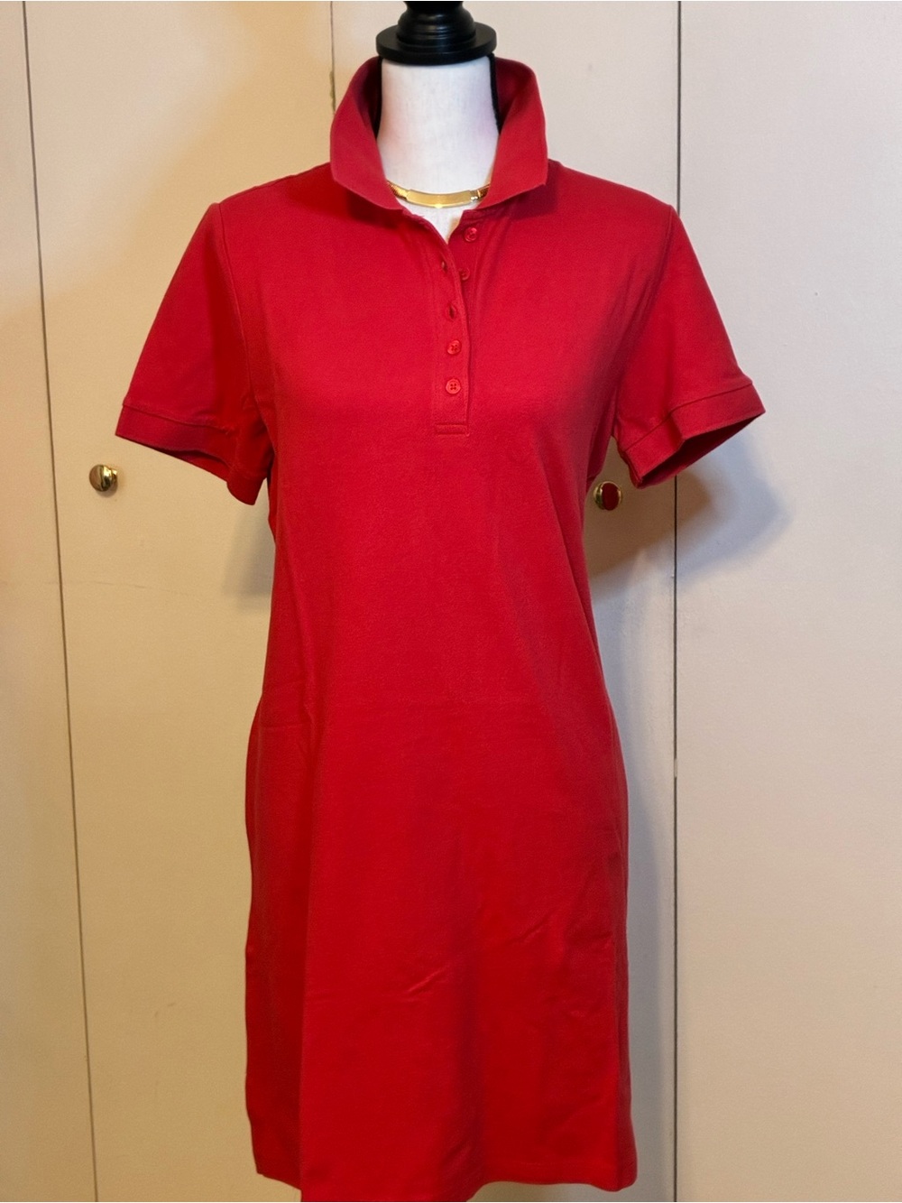Polo Dress in Bright Red Short Sleeve - Appleseed - Picture 3 of 11